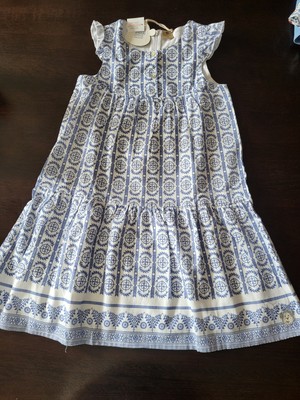 Bellybutton Kleid 128  *neu* Gemustert Blau Weiß Baumwolle + Leinen