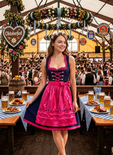 Womens Dirndl Dress German Bavarian Oktoberfest Tracht Costume Beer Fest
