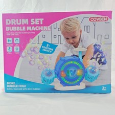 Drum Set Bubble Machine Kids Toy Lights Bubble Maker Purple Party Colorful
