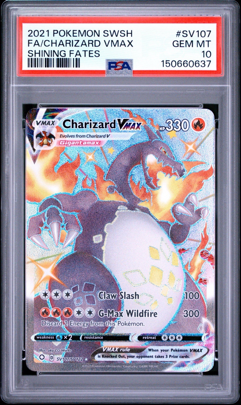 PSA 10 Pokémon Charizard VMAX Shining Fates Shiny Vault SV107/SV122 Holo