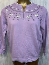 VTG 80s 90s Blair Purple Women S Rose Detail Sweatshirt Grannycore Cottage
