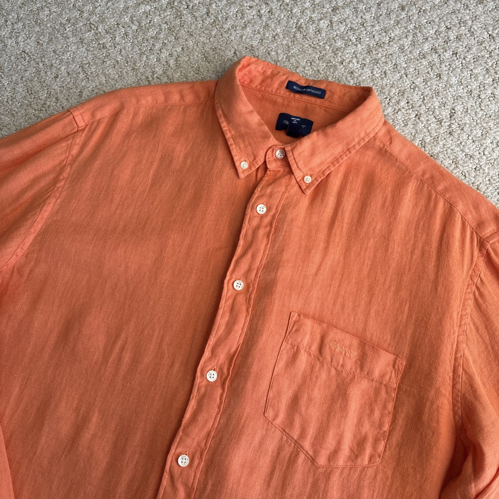 Mens Gant Regular Untucked Fit Long Sleeve Orange Linen Shirt Summer 2XL XXL
Opens in a new window o