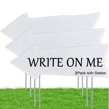 Blank-Arrow-Signs Bulk with Stakes 3 Pack 17 x 6 Inches Wedding 3 Pack, White