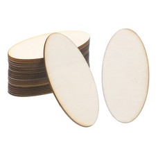 60x30mm Wood Pieces, 30 Pack Unfinished Oval Wood Shapes Wooden Cutouts