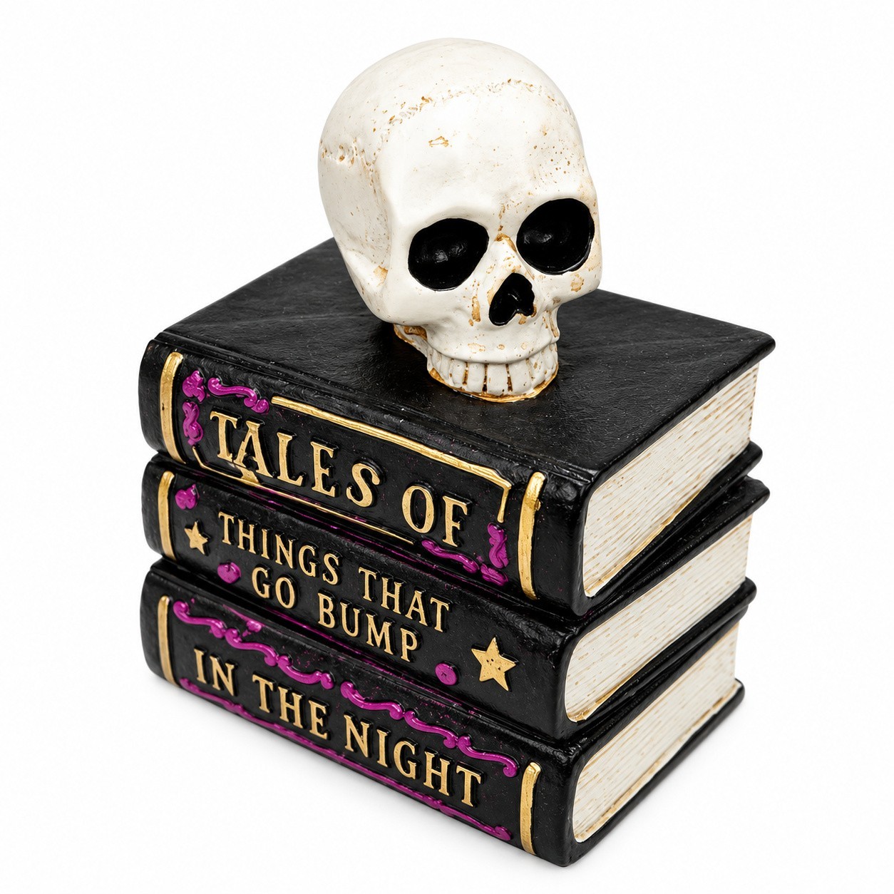Halloween Stacked Books Skull Decor Gothic Spooky Skeleton Shelf Table Ornament 2