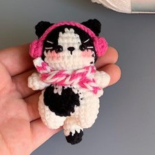 Stylish Cat Keychain Crochet, Mini Kitty Amigurumi, Cute Animal, Crochet Gift
