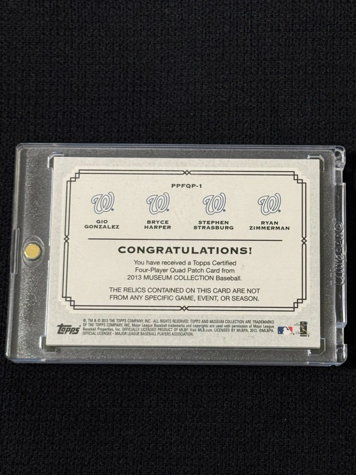 2013 Topps 博物馆收藏布莱斯·哈珀华盛顿国民队四张布贴/5 — 第 3/3 张图片