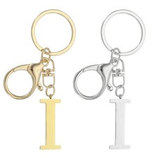 2Pcs Initial Letter Keychain Letter I Keychain for Women Key Gold/Silver