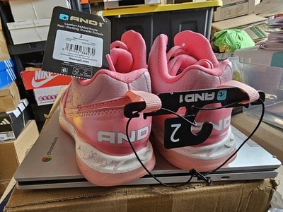 AND1 Assist 6.0 Pink Mid Top Basketball Sneakers Unisex Kids US 2 Lace Up