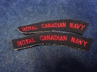 Orig WW2 Pair Of Cloth Shoulder Flashes "RCN Royal Canadian Navy"