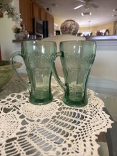Set of 2 Green Coca-Cola Glass with Handle Mu...