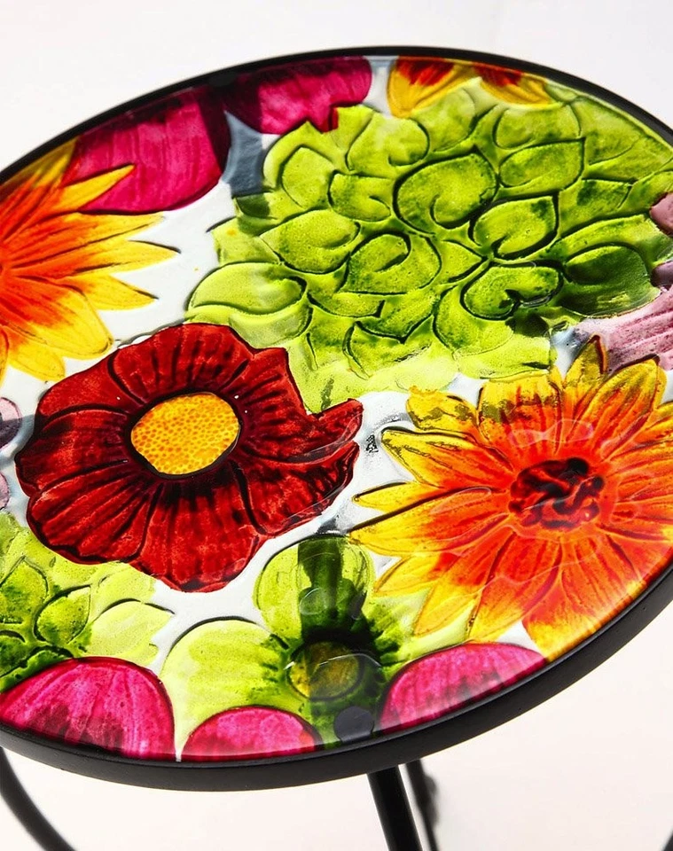 Mesa redonda de 12 pulgadas de metal para salpicaduras de verano para patio césped jardín Foto 3 de 4