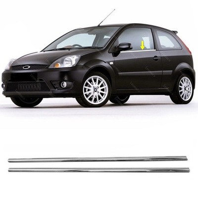 CHROM FENSTERGUMMI ABDECKUNG ZIERLEISTE 2 STÜCK FÜR FORD FIESTA MK5 COUPE 2002 BIS 2008