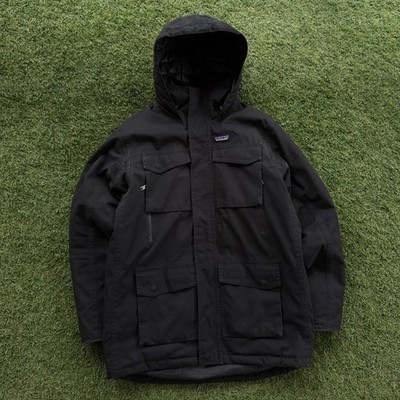PATAGONIA THUNDER CLOUD BLACK PARKA DOWN POCKET JACKET HOODED MENS SIZE L