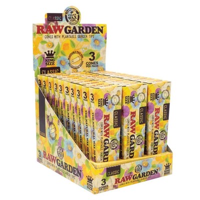 RAW Garden Cones with Wax tip King Size - 5 Packs  15 Cones total