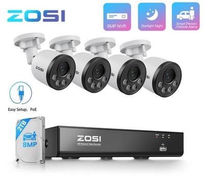 ZOSI 8CH 4K NVR PoE Überwachungskamera Set 8MP Außen Kamera 30M IRNachtsicht 2TB