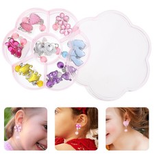Box Colorful Cartoon Kids Ear Clip Girls Clip On Earrings Children Fashion Gift