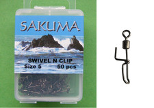 Sakuma Stainless Steel Rolling Hooked Snap Sea Fishing Rig Swivel - Box of 50
