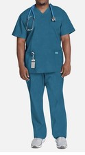 Cherokee Workware XL Men's Scrub Top Caribbean Blue