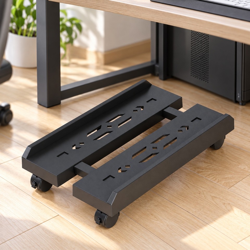 Movable Computer Case Stand Lockable PC Cart Elevated for Workspace ...