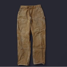 Vintage Carhartt B01 BRN Double Knee Pants USA 33x34 Brown Duck USA Thrashed