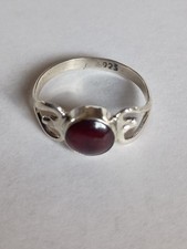 Garnet Ring Size 6 Round Stamped 925 Sterling Silver