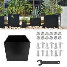 Heavy Duty Steel Planter Box (26"x26"x26"),Square Tall Planter Modern Detache...