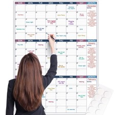 Dry Erase Calendar for Wall Yearly Wall Calendar Dry Erase, 28" x 40"Vertic...
