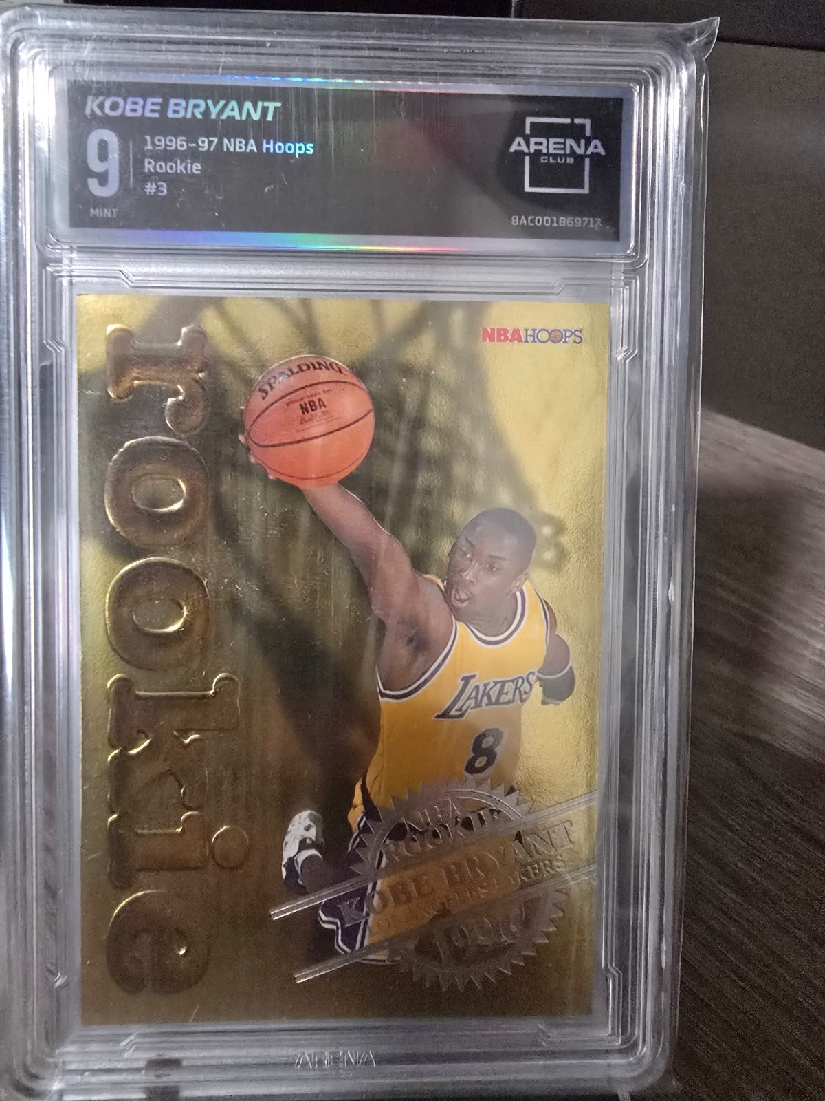 1996 NBA Hoops KOBE BRYANT RC Rookie #3 Gold Embossed Lakers gem mint  9 AC