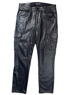 NWOT Monfrere Men s Coated Noir Preston Skinny Cargo Jeans Sz 34 Japanese Denim