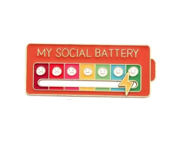3 PIEZAS Pines de Batería Social - Divertido Ajuste de Batería Social 7 Pin de Estado de ánimo Foto 4 de 4