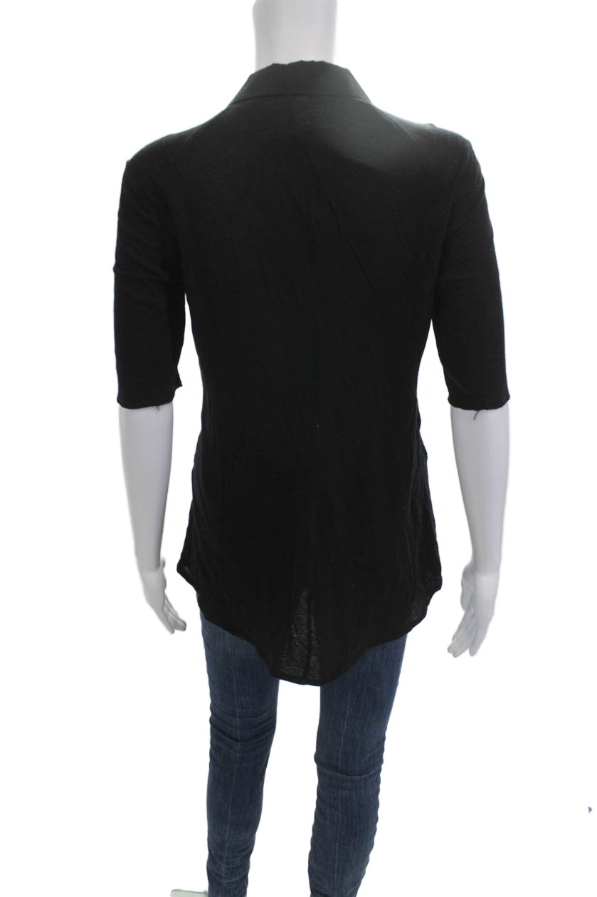 Helmut Lang Womens Collared Black Basic Blouse 3/… - image 3