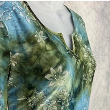 Vtg Y2k floral top women's sz m forest fairy grunge indie fairycore sparkle