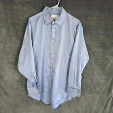 Charles Tyrwhitt Dress Shirt Men 17/34 Classic Fit Blue Button Up French Cuff