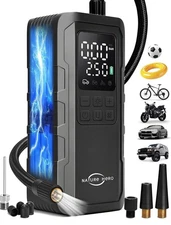 Portable 150PSI Tire Inflator Air Compressor Pump & Power Bank for Car Bike Ball