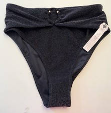 **NWT VICTORIA'S SECRET Glitter Black High Waist Bikini Bottom, S/P, Was $34.95!