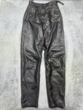 Valerie Stevens Leather Pants Size 6 Black Lambskin High Waist Tapered HOLE