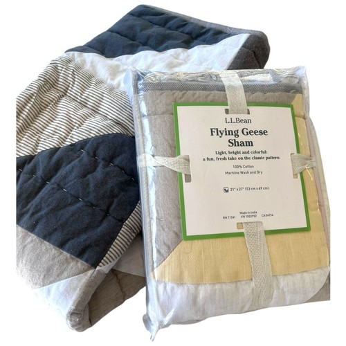LL Bean Flying Geese Standard Quilted Pillow Sham | set of 2 NEW - Picture 1 of 8