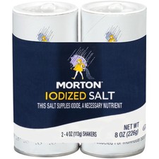 Morton Iodized Salt Shakers - 2 CT, White