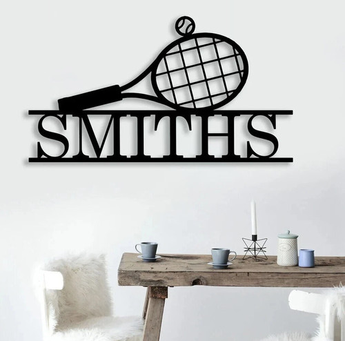 Insegna Nome Tennis Personalizzata - Metallo Wall Art Decorazione Casa Regalo per Bambini - Foto 3 di 7