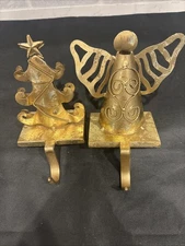 2 Gold Tone Stocking Hangers