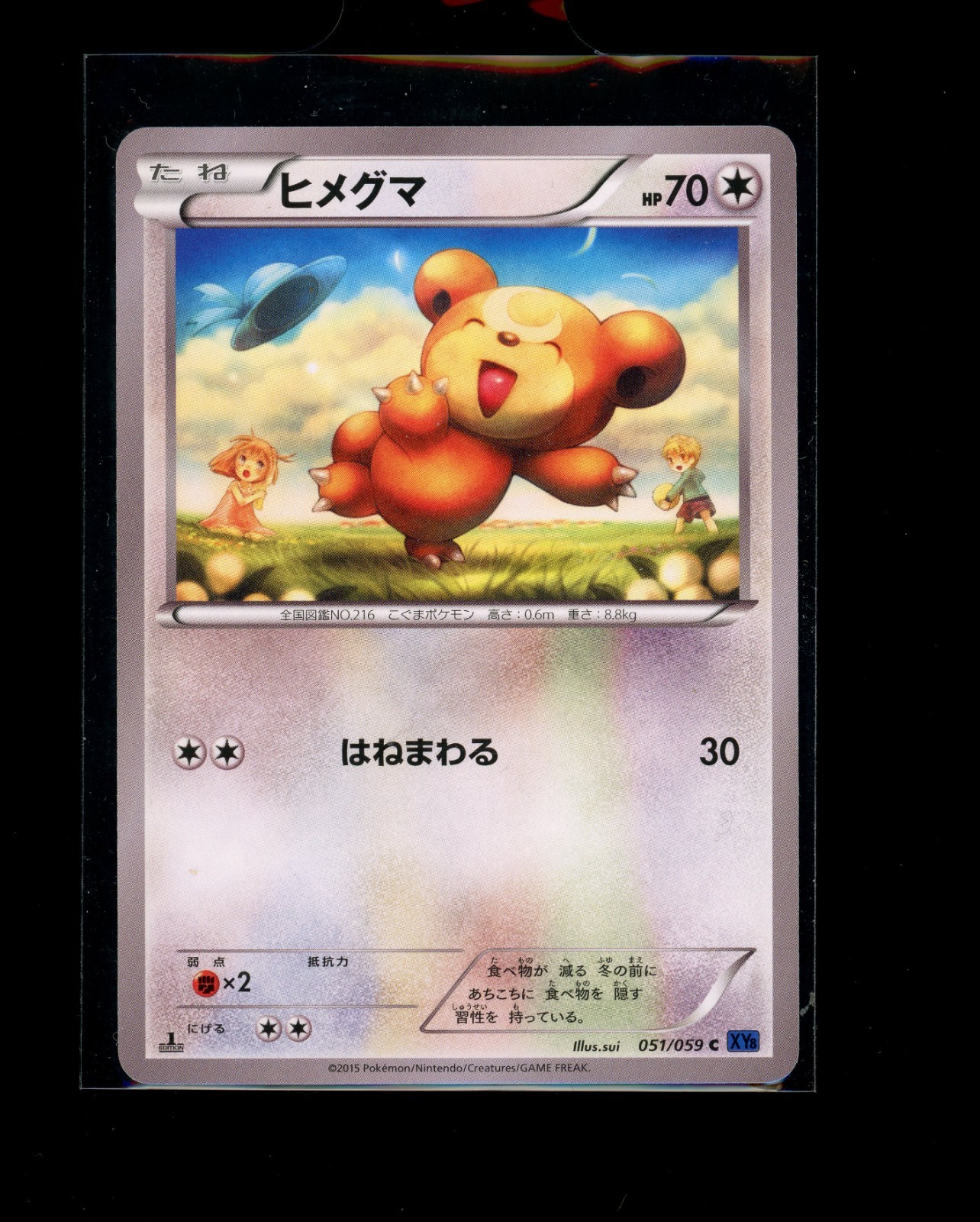 Pokemon Japanese 1st Edition Teddiursa Common 051/059 Blue Shock Near Mint