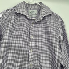 Charles Tyrwhitt Mens Houndstooth Dress Shirt 16.5 34 Non-Iron Button Down