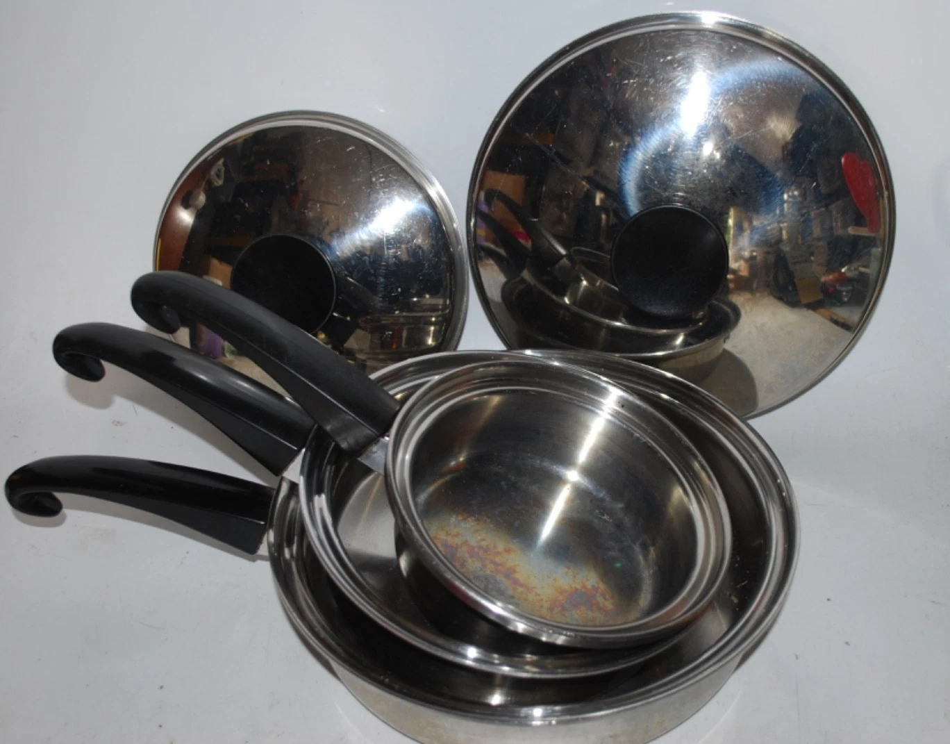 Vintage Seal O Matic 18-8 Stainless Steel Pots 3 Ply USA 5 PC Set