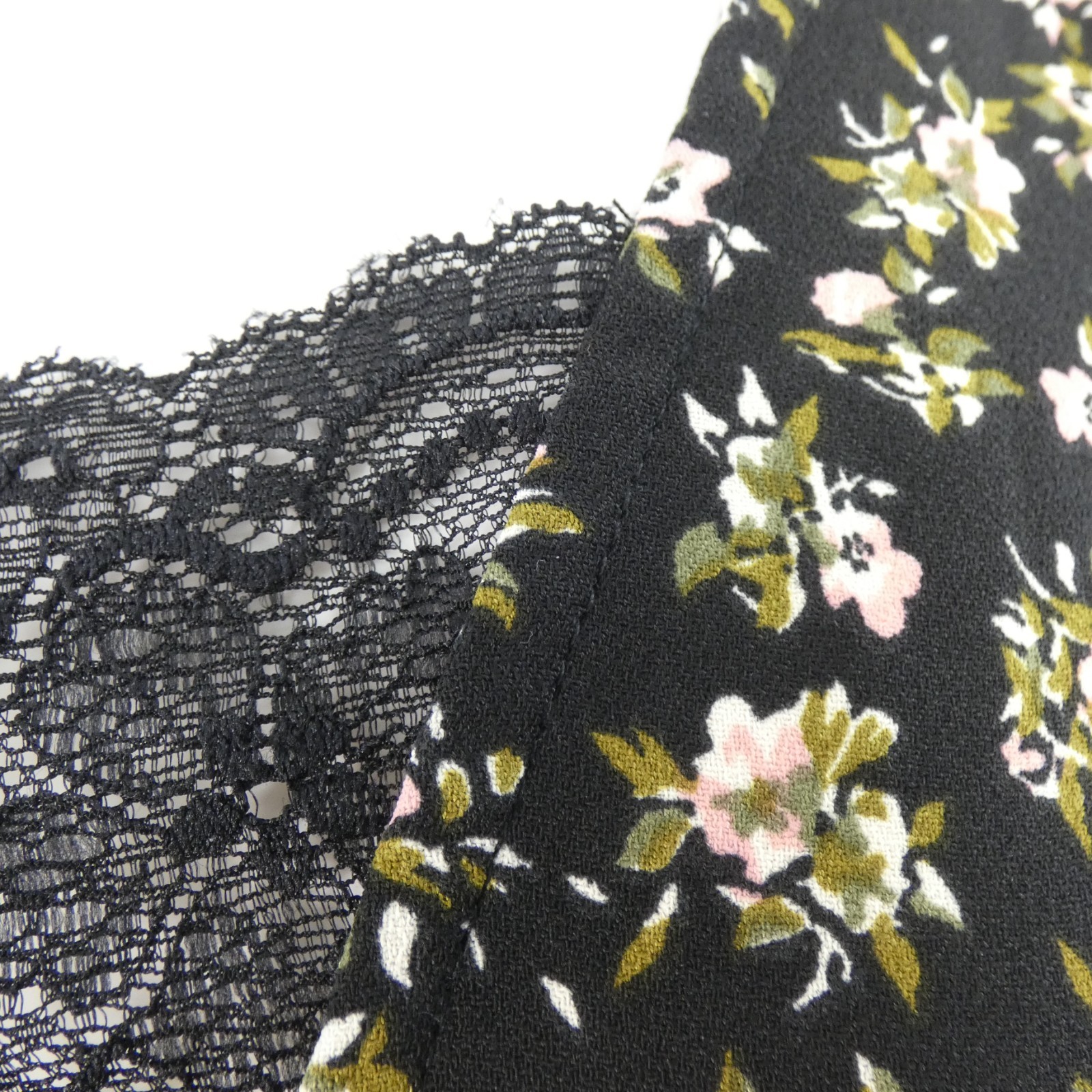 H&M Black Floral Midi Dress UK 10 90s Slip Style Lace V Neck Minimal thumbnail 6