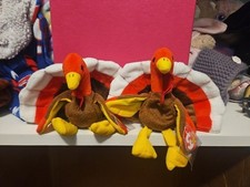 TY Beanie Baby   2 GOBBLES the Thanksgiving Turkey Plush 5.5 in MWMTs