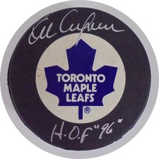 Al Arbour Autographed Maple Leafs Hockey Puck (HOF 96) JSA CK72482
