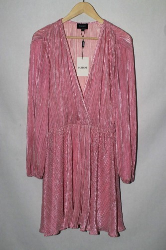 NWT Bardot Bellissa Pleat Dress Light Pink Shine size 6 Small Faux Wrap - Picture 3 of 9