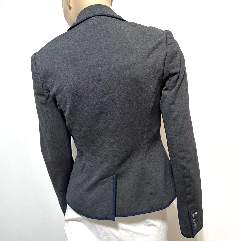 Blazer gris manga larga Boden para mujer forro floral azul marino tubo talla 6 R Foto 3 de 4
