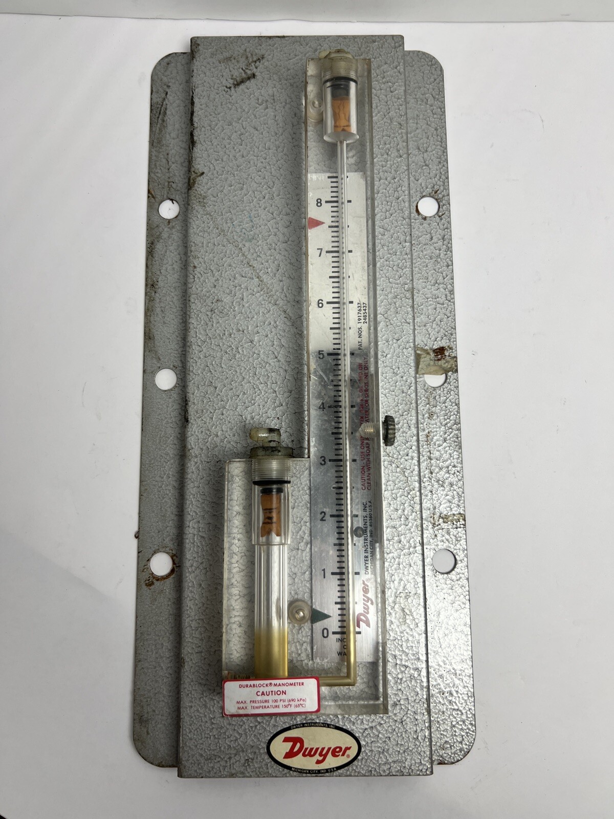Dwyer Instruments Durablock Vertical Manometer, Range 08 Inches of